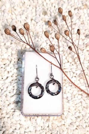 Náušnice stříbrnočerné kruhy
