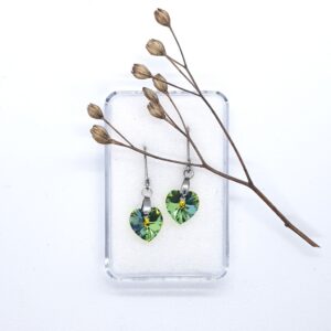 Srdíčkové náušnice zelené